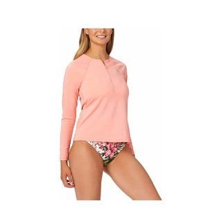 NWT Hurley Women's UPF 50+ Long Sleeve Rashguard Size Small, Coral, $60 1B126